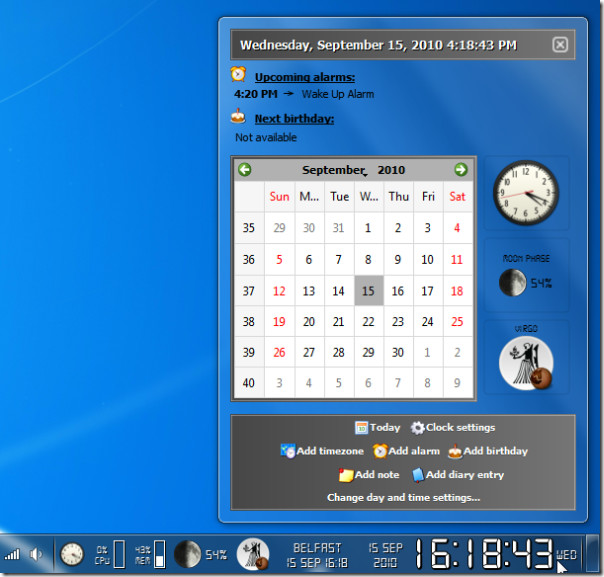 utc clock 24 hour windows taskbar